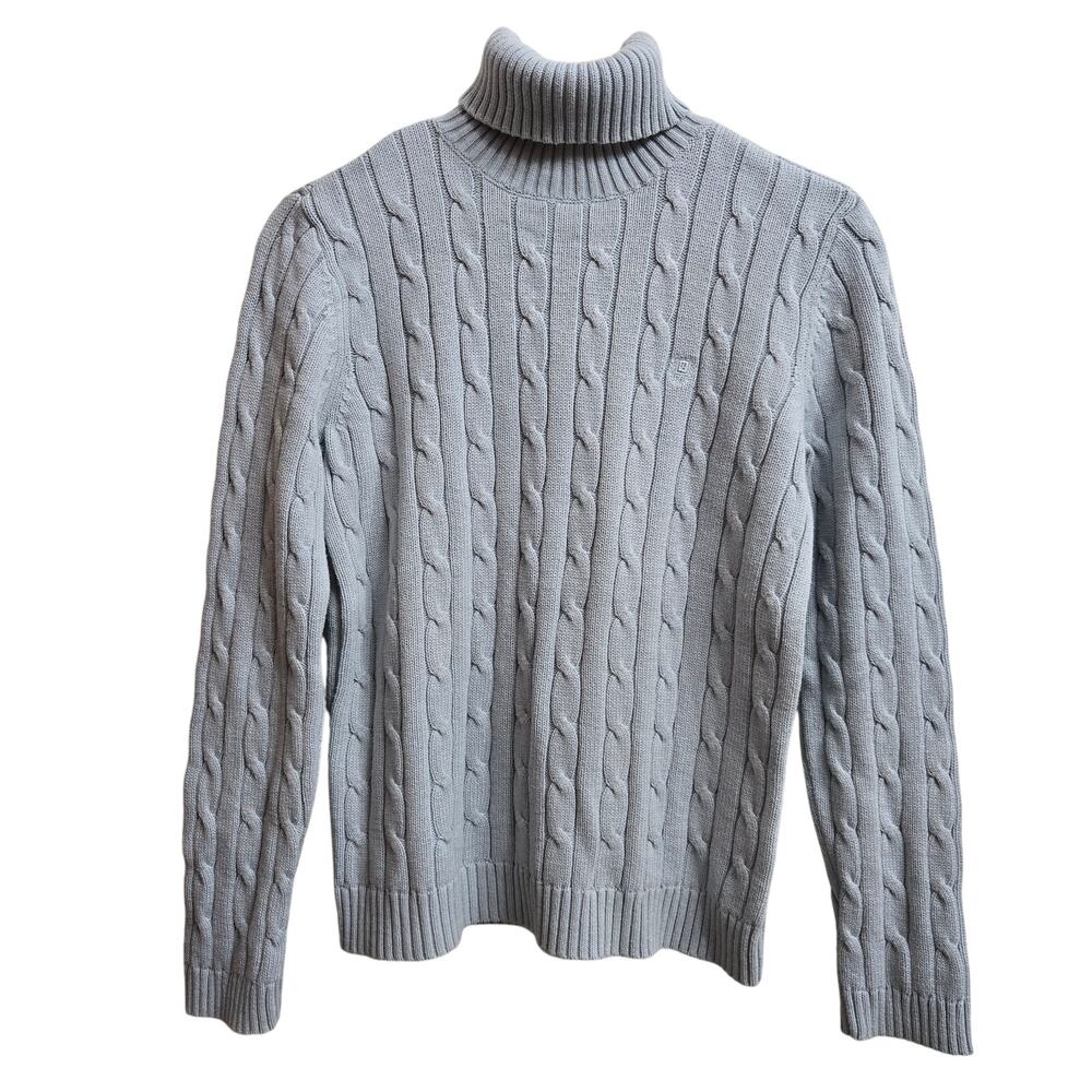 Chaps Womens Fisherman Preppy Classic Heritage Cable Knit Turtleneck Sweater M